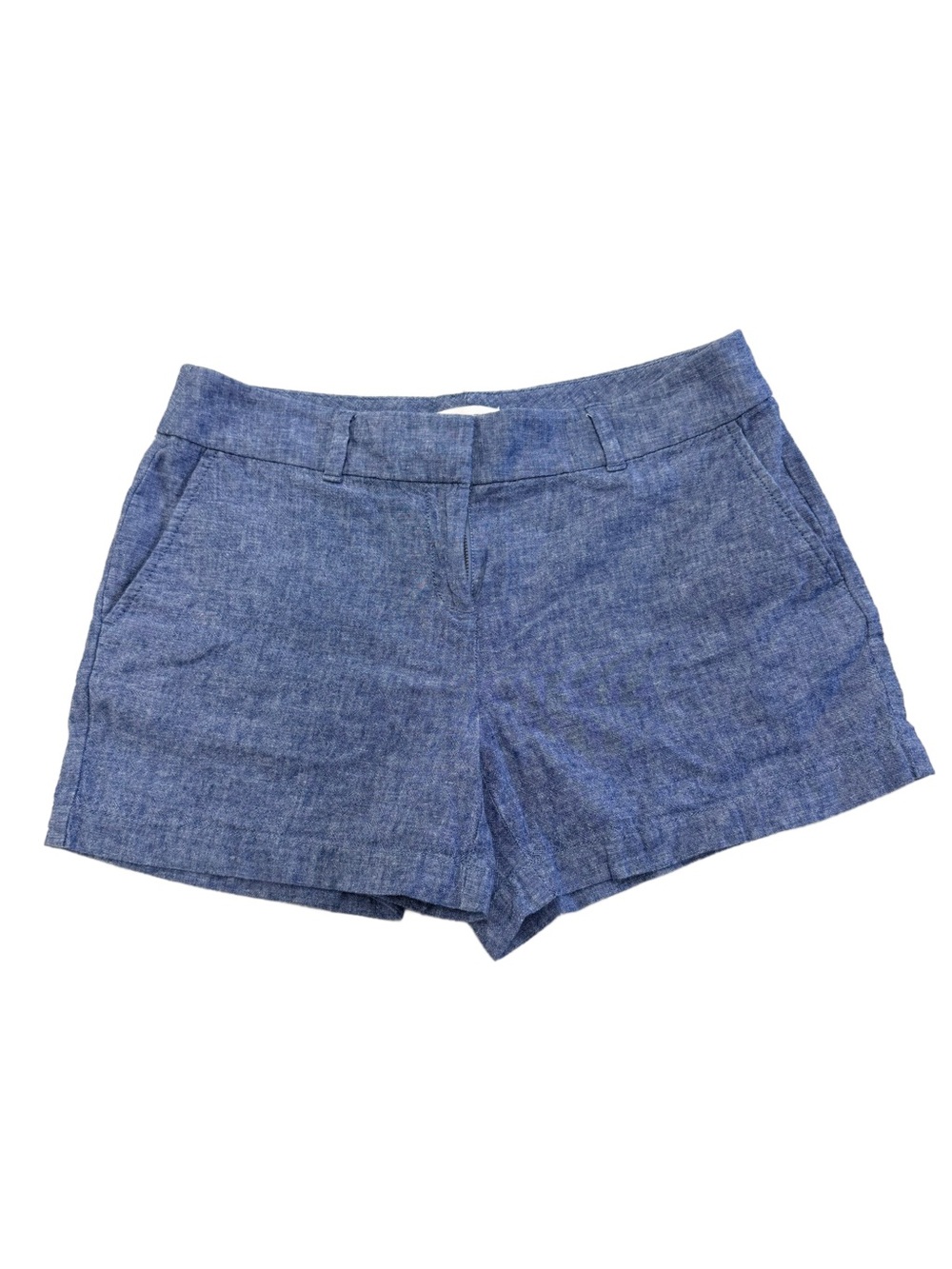 LOFT Outlet Blue Chambray Linen Cotton Blend Shorts 4" Inseam EUC Size 4